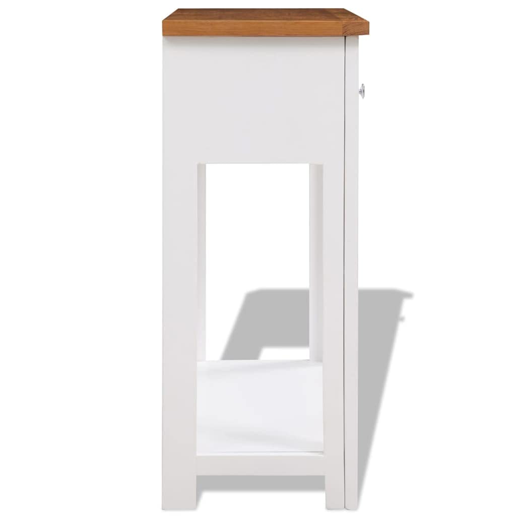 Solid Oak and Acacia Wood Console Table with Two Drawers and Shelf X486793