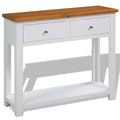 Solid Oak and Acacia Wood Console Table with Two Drawers and Shelf X486793