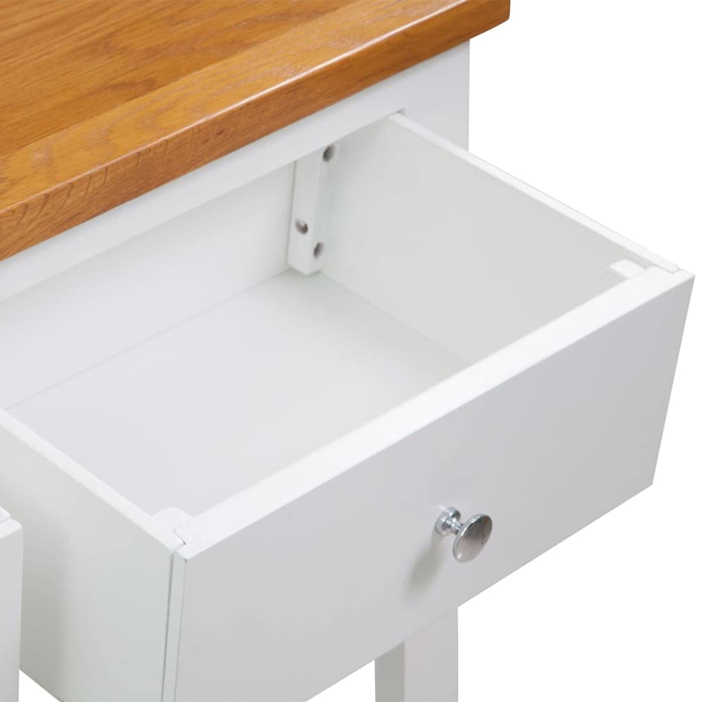 Solid Oak and Acacia Wood Console Table with Two Drawers and Shelf X486793