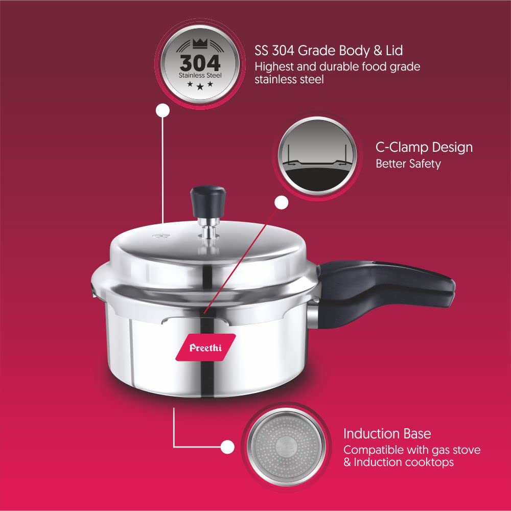 Stainless Steel Outer Lid Pressure Cooker, 3 Litres F5263