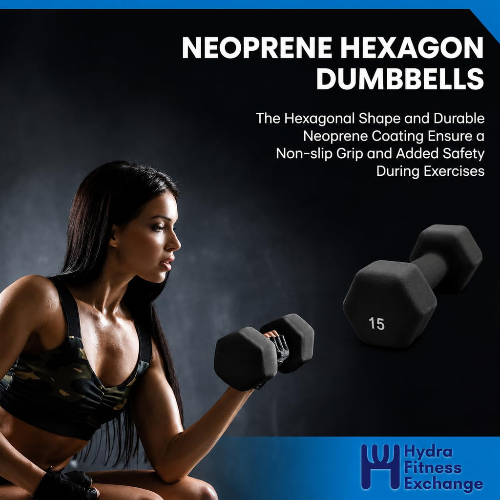 Neoprene Hexagon Dumbbells with Cast Ergo Handle C90016