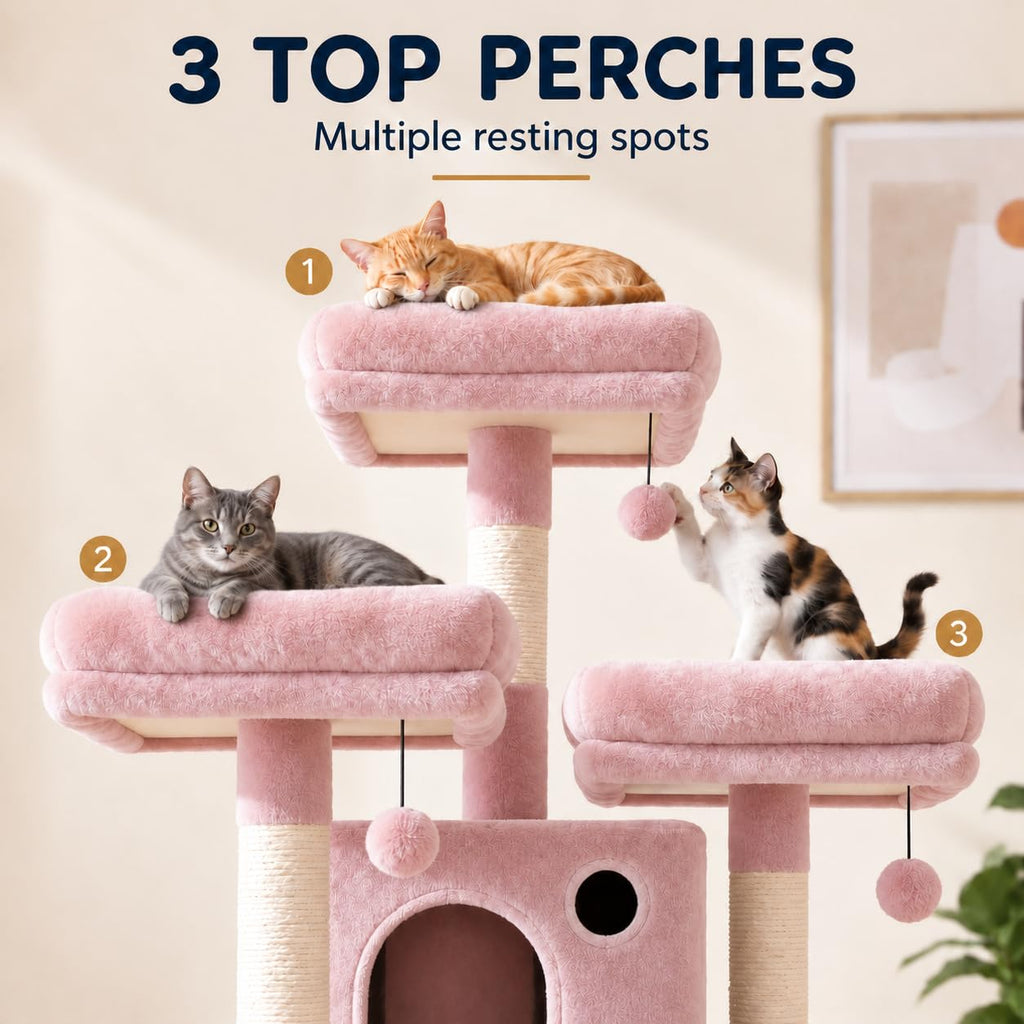 70 Inch Tall Multi-Level Cat Tree Tower with Scratching Posts, Hammock & Perches A259