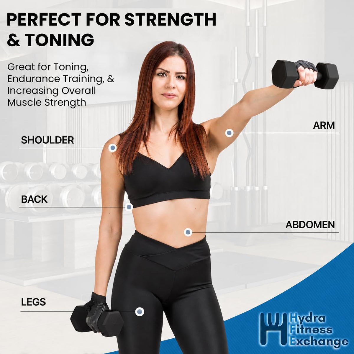 Neoprene Hexagon Dumbbells with Cast Ergo Handle C90016