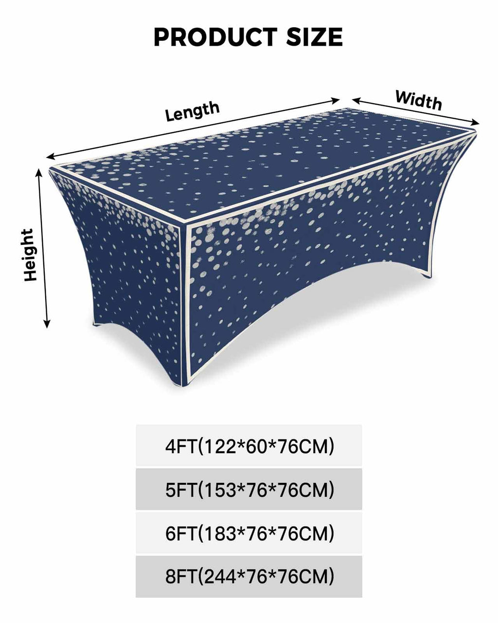 Silver Speckle Spandex Table Cloth for 6FT I2979