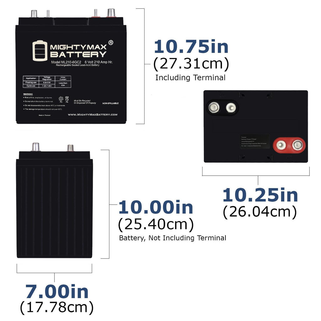 6V 210AH Dual Terminal SLA Replacement Battery 4 Pack N788535