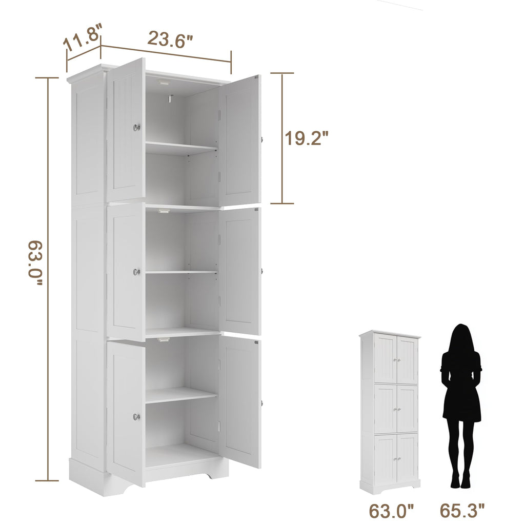 63.2" Tall Bathroom Storage Cabinet with 6 Doors P814262