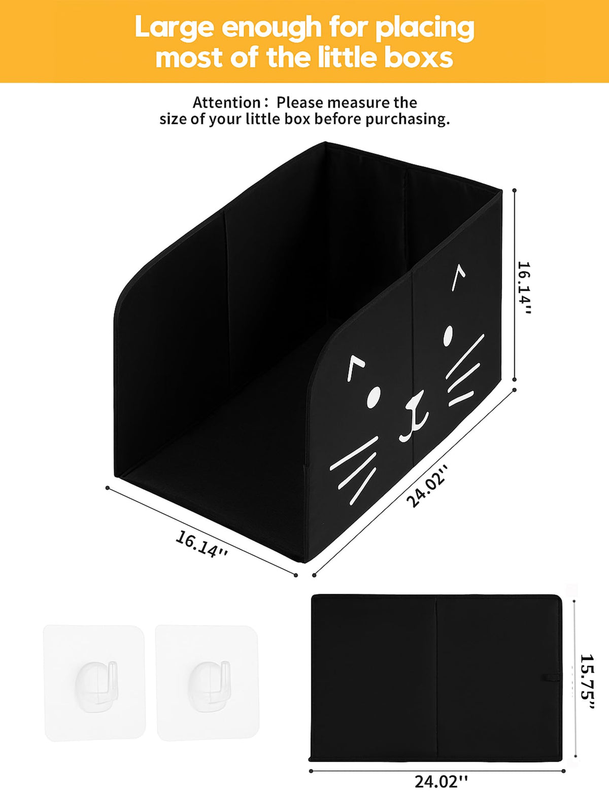 Black Waterproof Cat Litter Box Enclosure with Removable Mat J6021