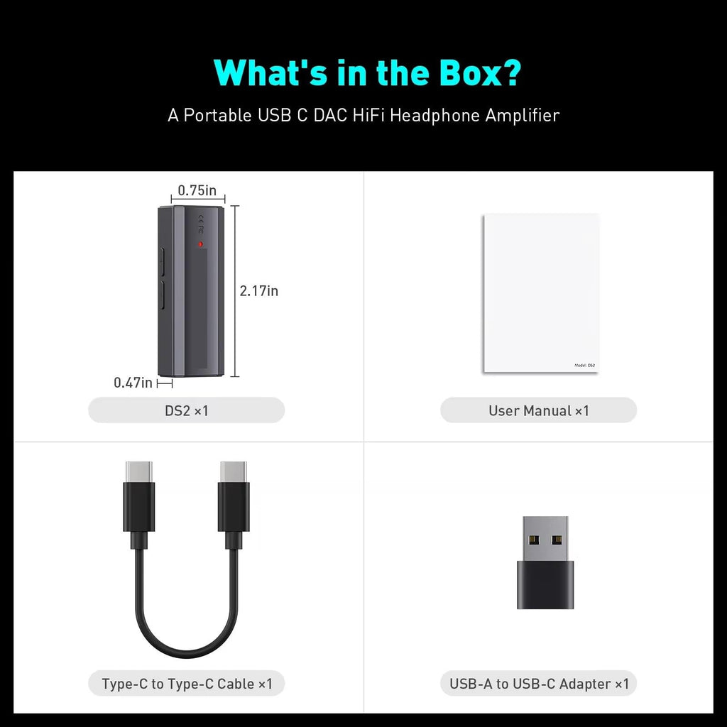 USB DAC Headphone Amplifier with 3.5MM & 4.4MM Dual Outputs H56824
