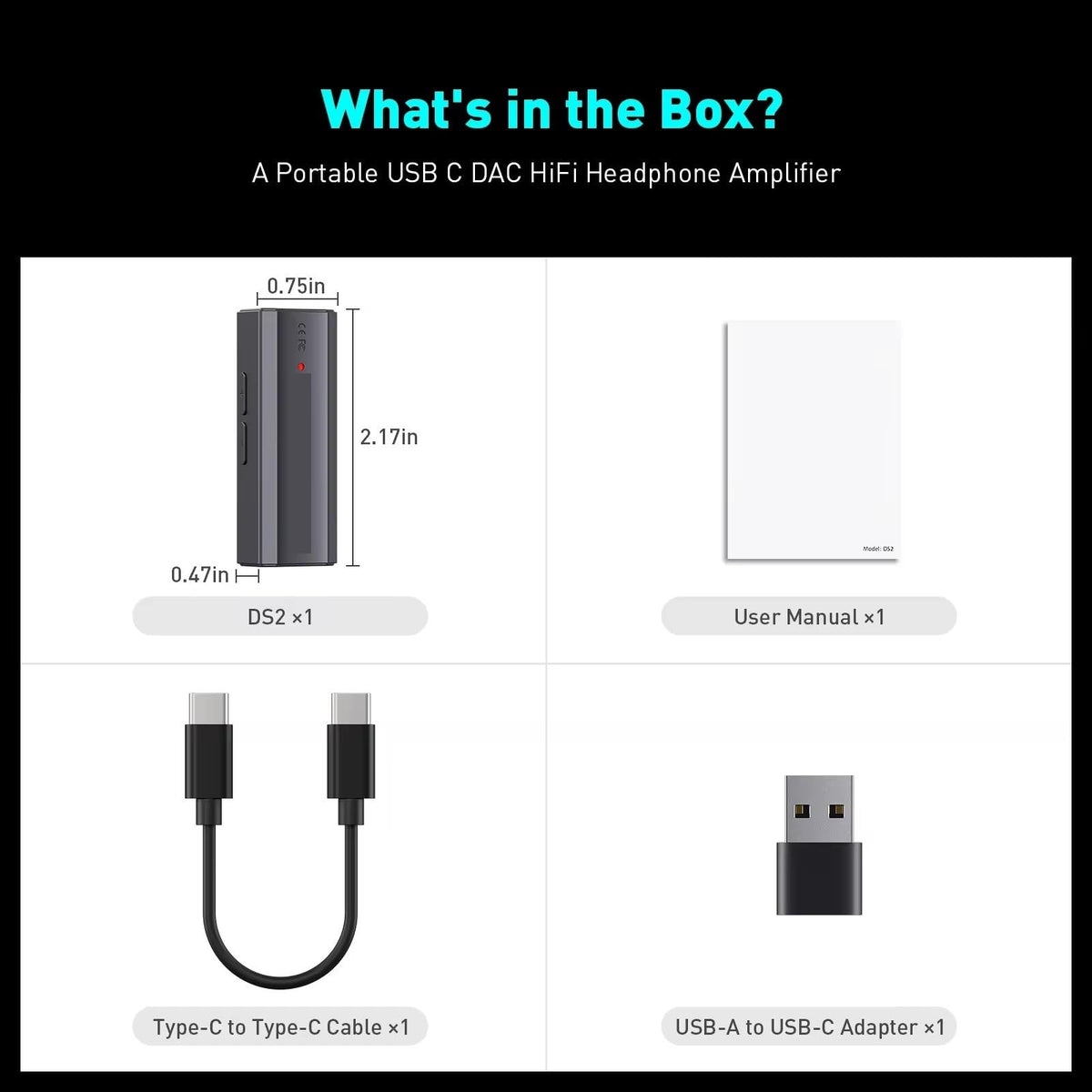 USB DAC Headphone Amplifier with 3.5MM & 4.4MM Dual Outputs H56824