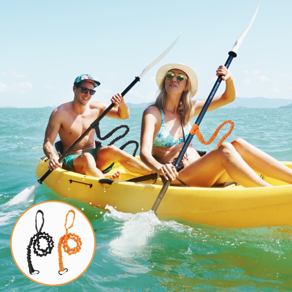 2 Pack Stretchable Kayak Paddle Leash with Carabiner D489962
