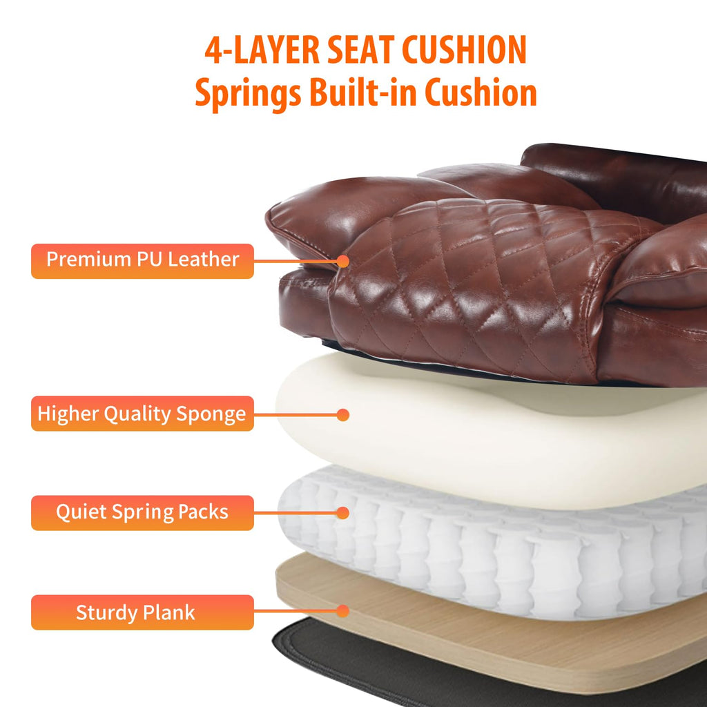 Brown Reclining Ergonomic Office Chair with Footrest O884712