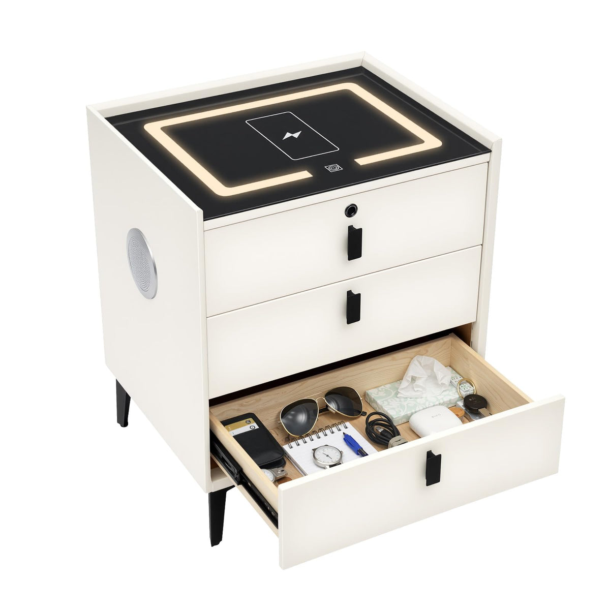 Bedside Table with Wireless Charging and Bluetooth Speaker H58726