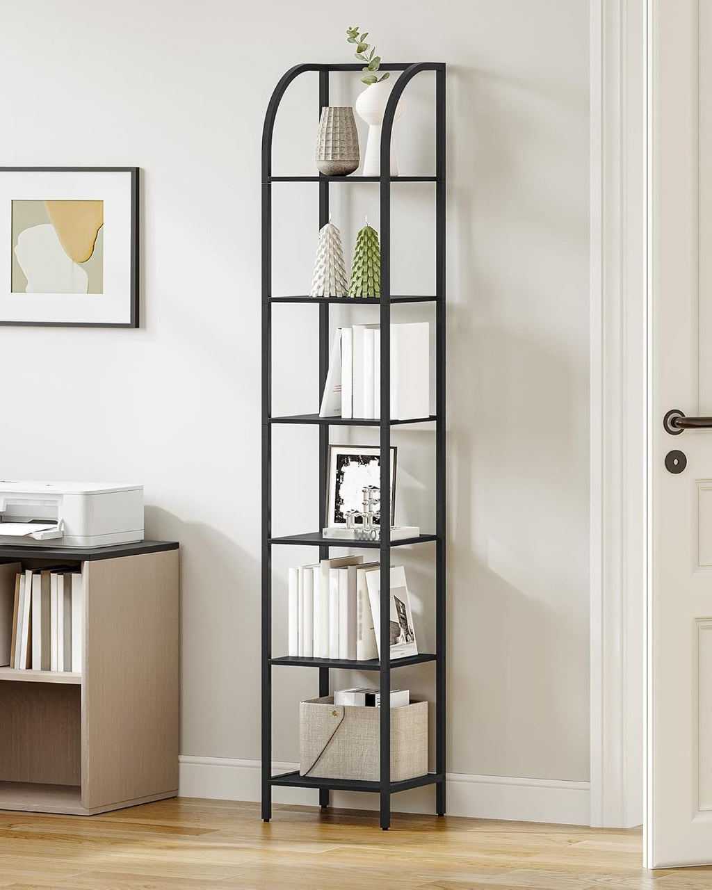 Narrow Bookshelf with Steel Frame E989