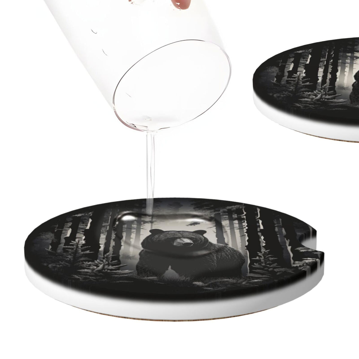 Black Bear Ceramic Car Coasters Set of 2 C813