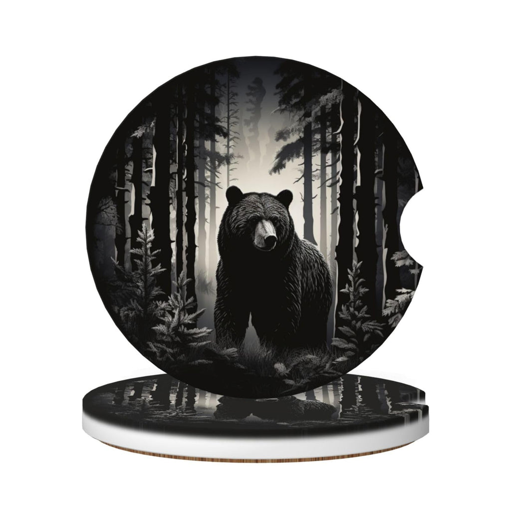 Black Bear Ceramic Car Coasters Set of 2 C813