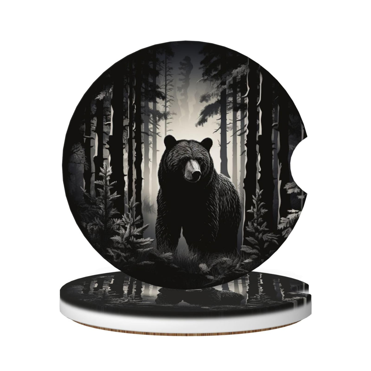 Black Bear Ceramic Car Coasters Set of 2 C813