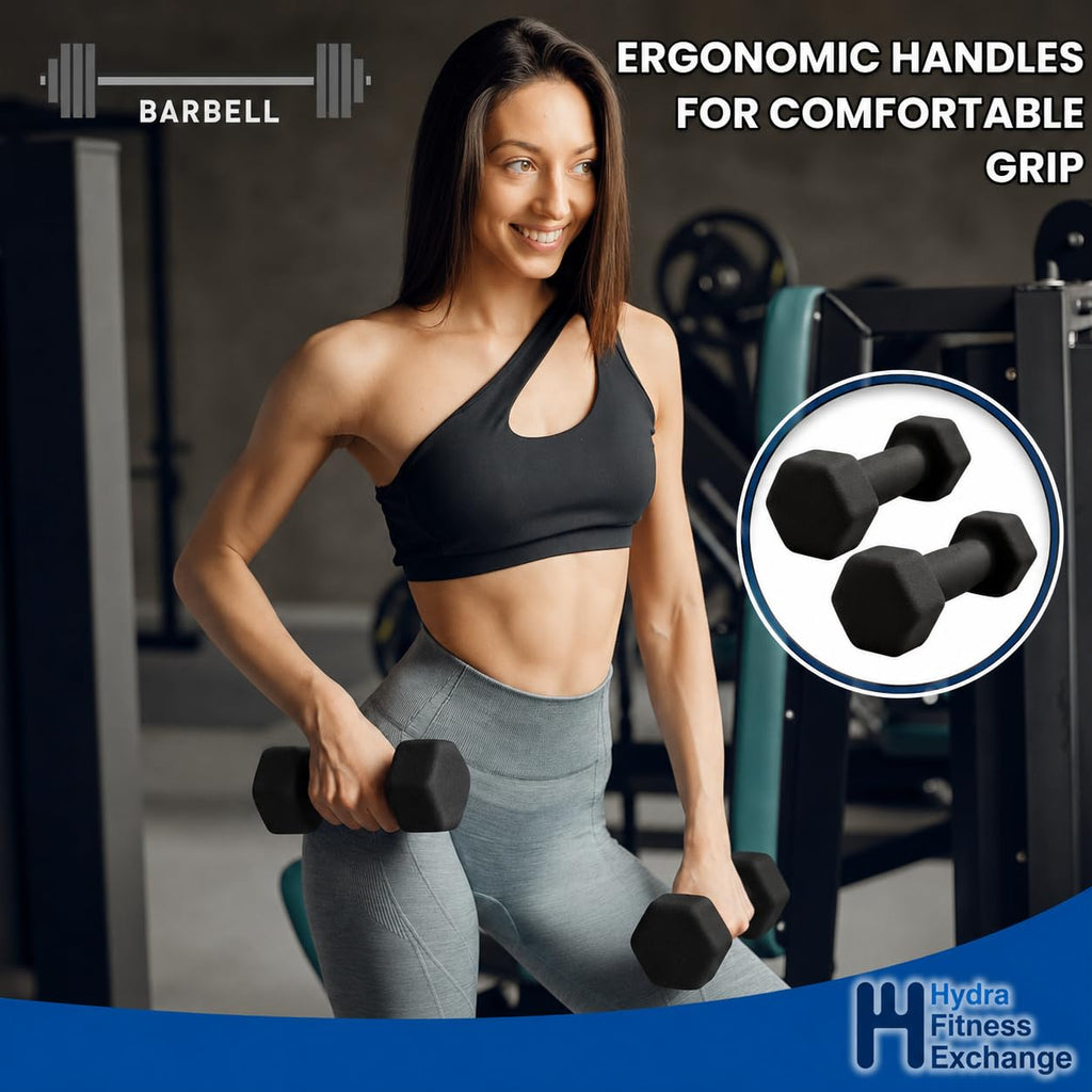 Neoprene Hexagon Dumbbells with Cast Ergo Handle C90016