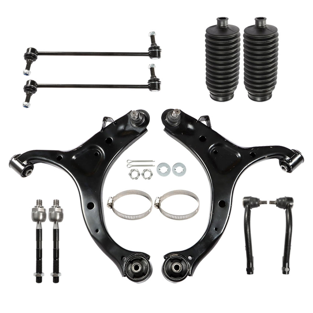 10Pcs Front Lower Control Arms Ball Joint Assembly Tie Rod End Sway Bar Link Kit Z7406