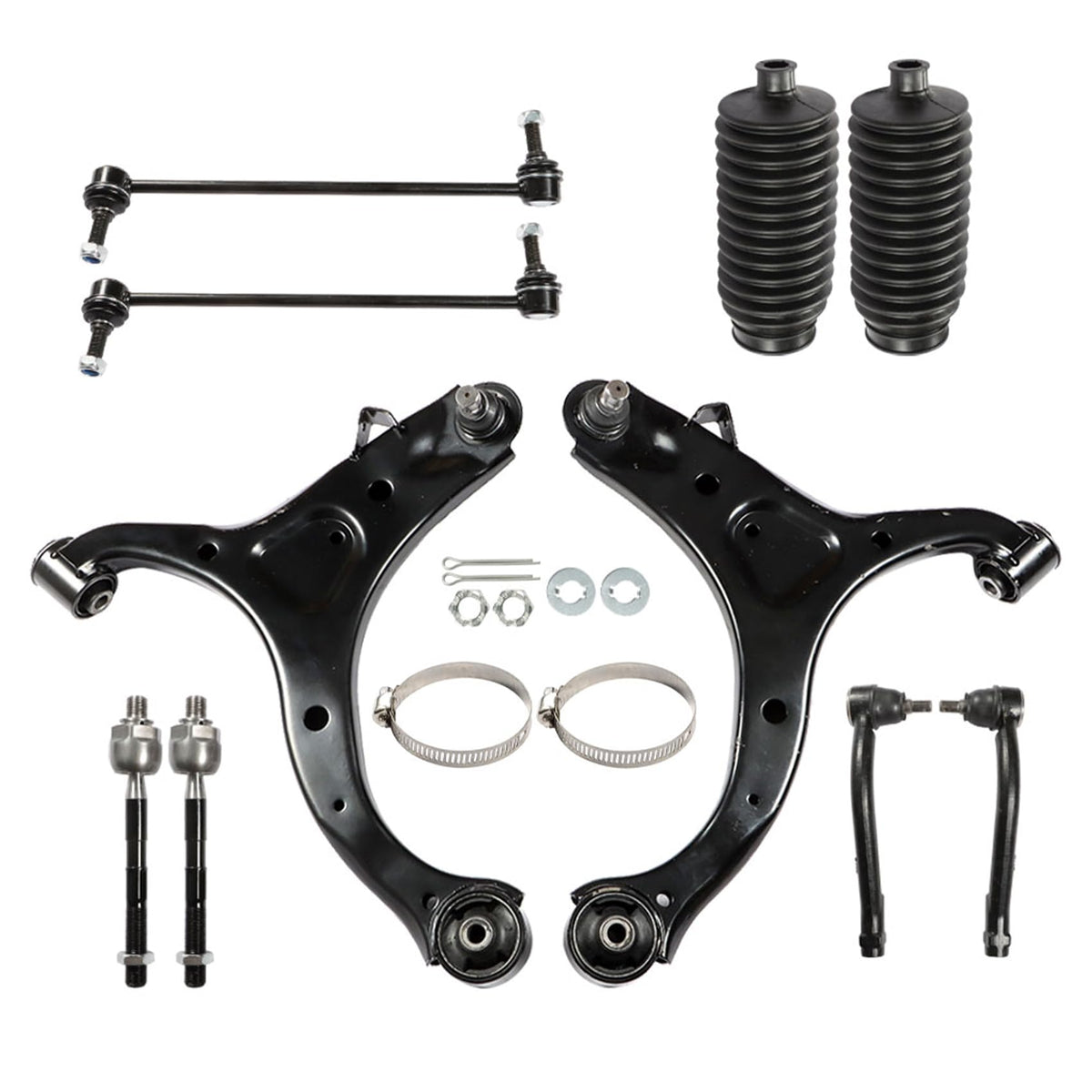 10Pcs Front Lower Control Arms Ball Joint Assembly Tie Rod End Sway Bar Link Kit Z7406