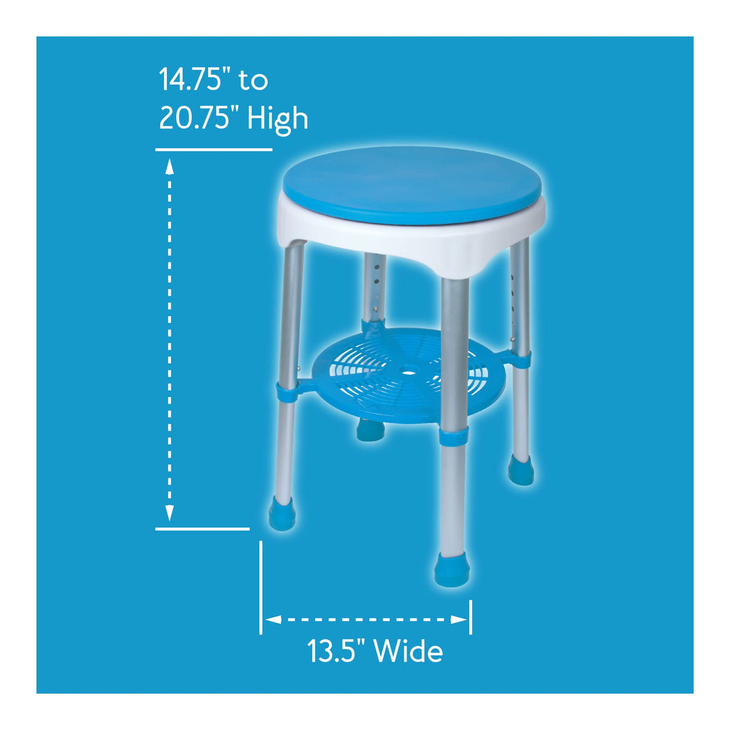 Adjustable Rotating Bath and Shower Stool with Storage Tray Q414