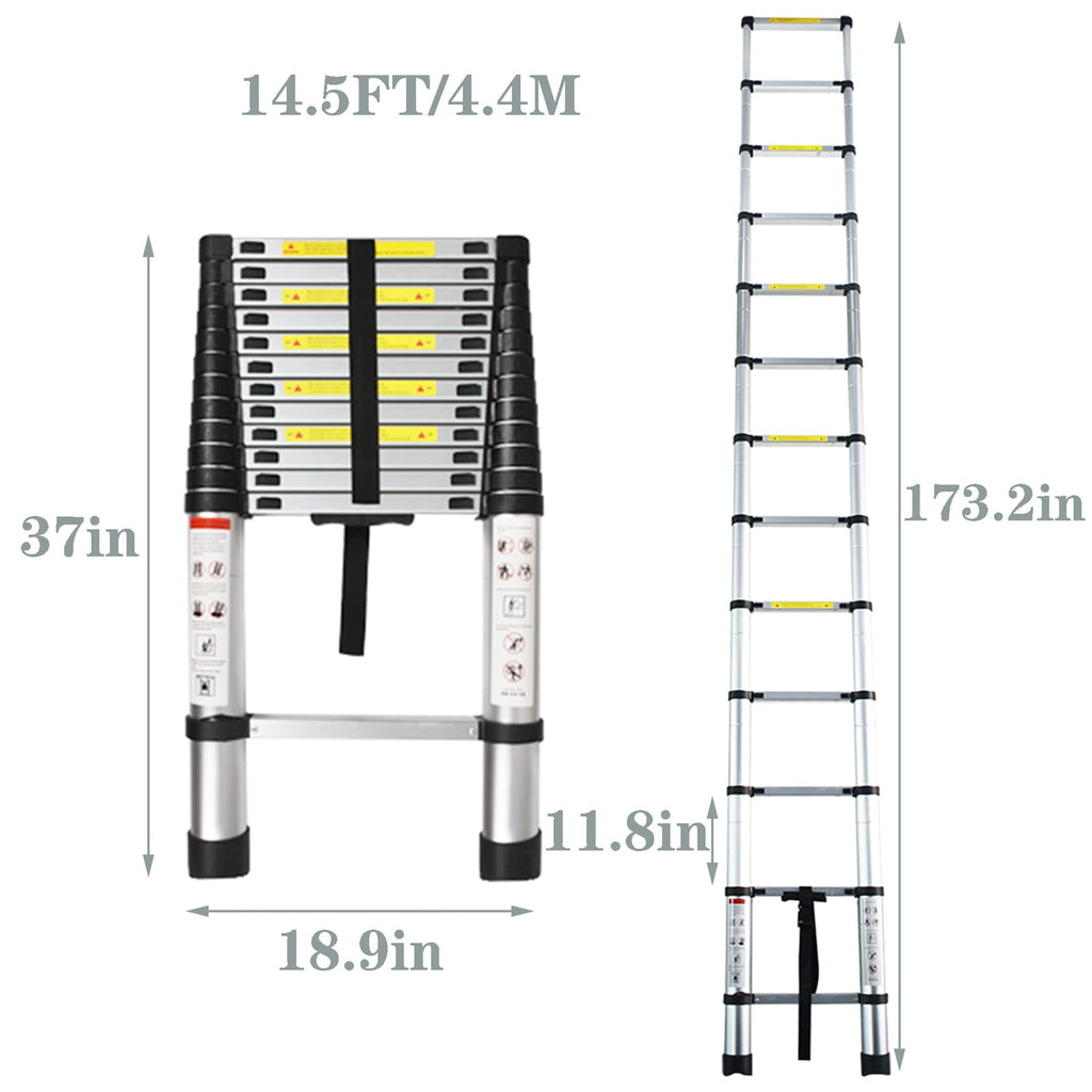14.5 FT Aluminum Telescoping Ladder 330LB Capacity S714