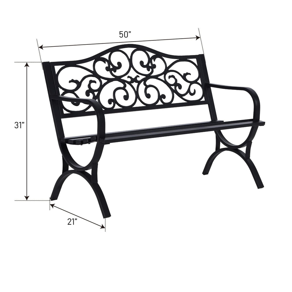Black Metal Outdoor Bench Set of 2 K796655