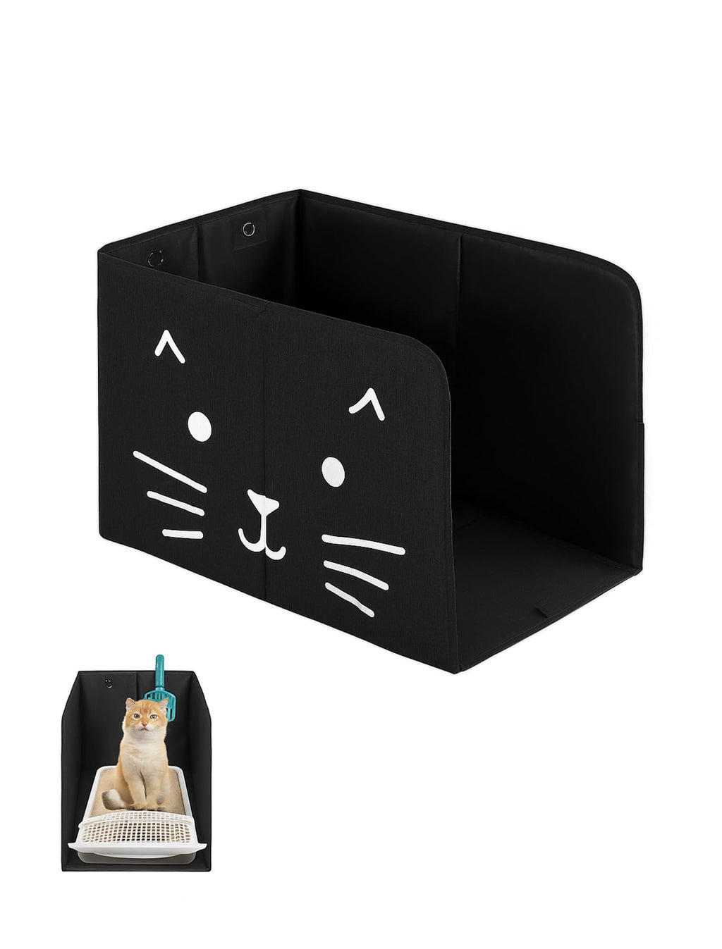 Black Waterproof Cat Litter Box Enclosure with Removable Mat J6021