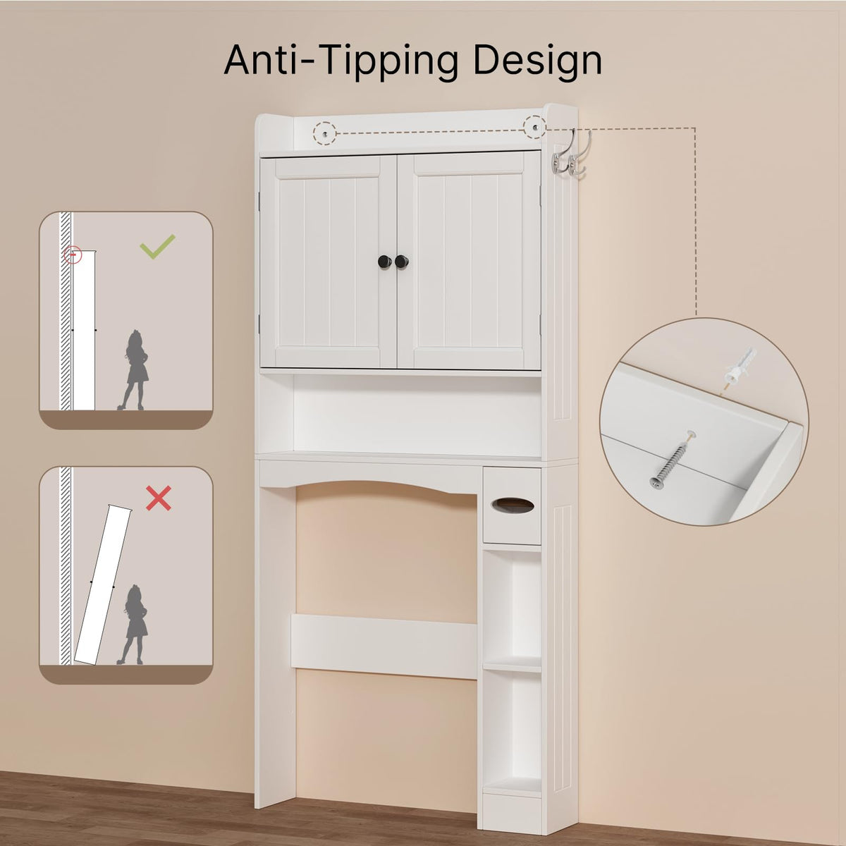 White Over The Toilet Storage Cabinet E474