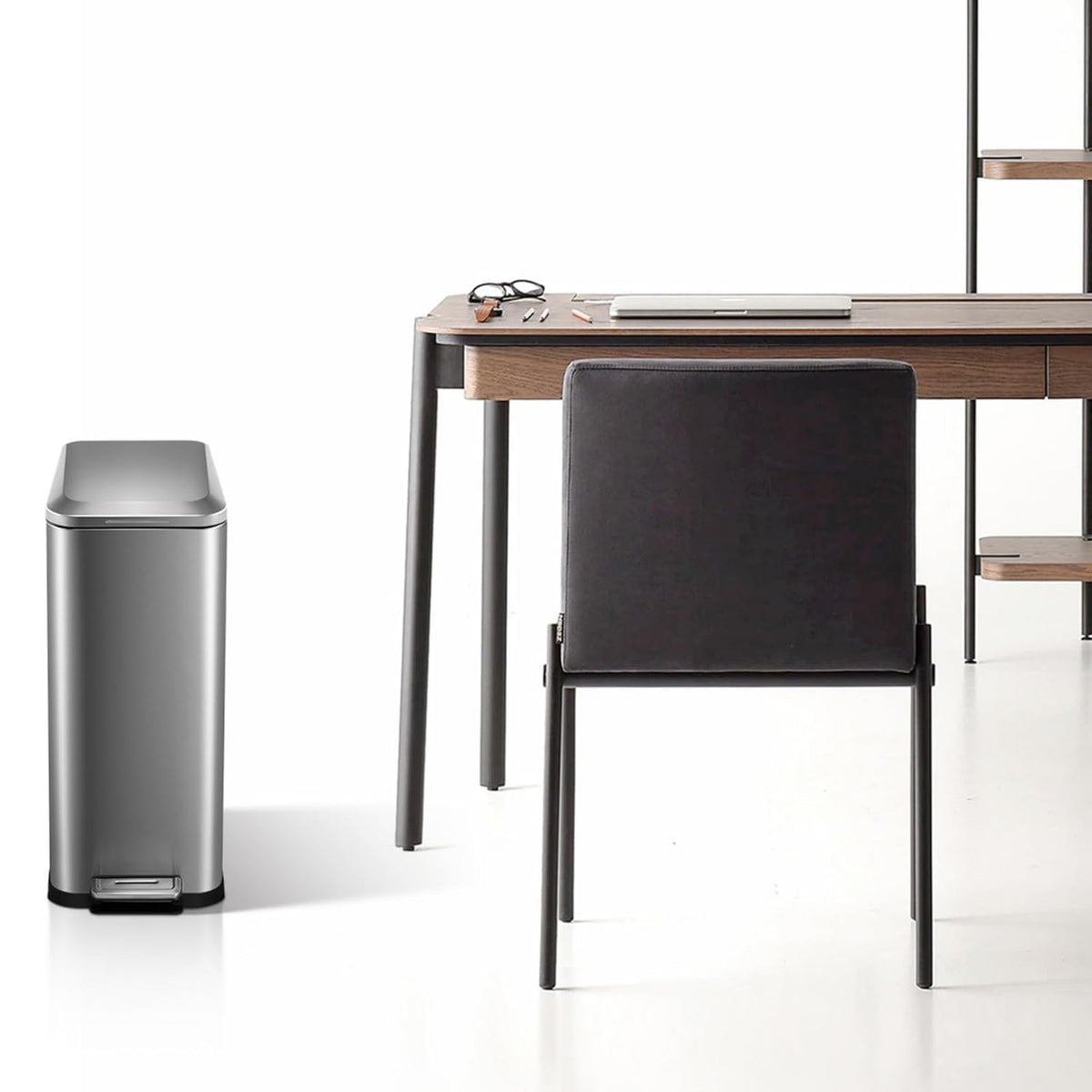 50L Slim Stainless Steel Step Trash Can with Soft-Close Lid W368