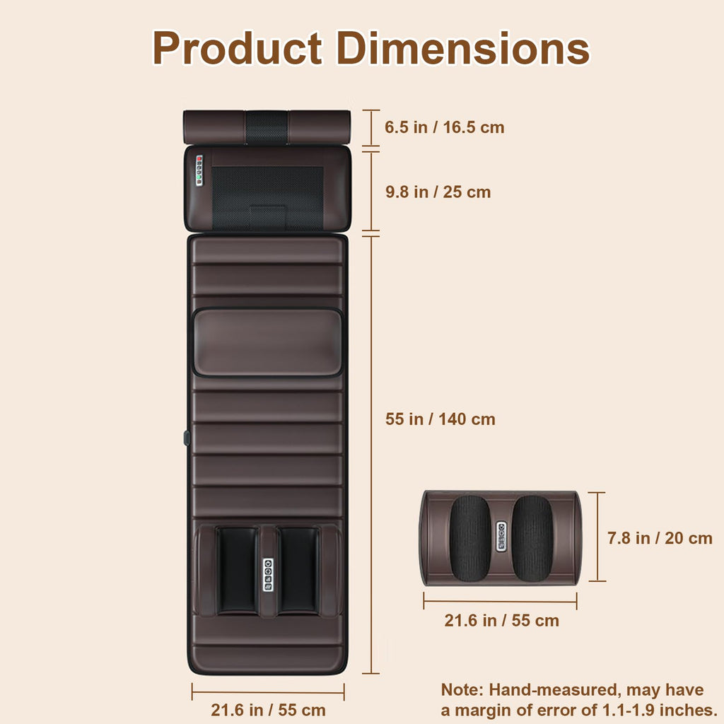 Brown Full Body Heating Massage Mat with Detachable Neck and Leg Massagers Y22230