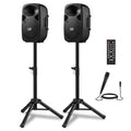 8 Inch Rechargeable Bluetooth PA System with Tripod Stands, Wired Mic D29612