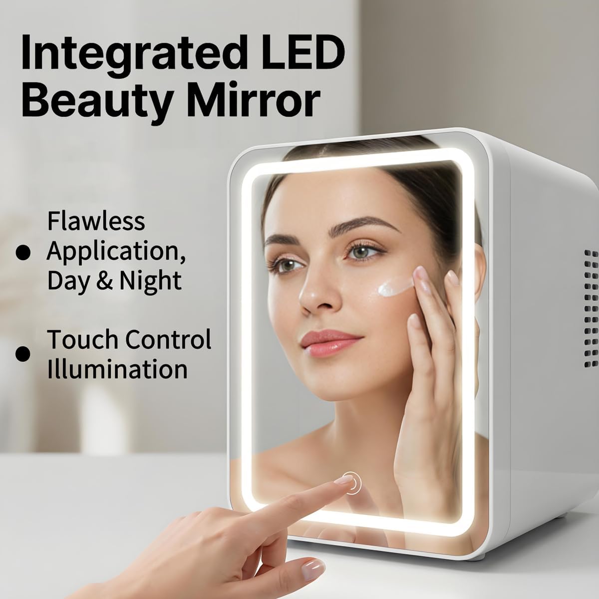 4 Liter Mini Skincare Fridge with Dimmable LED Mirror P4737