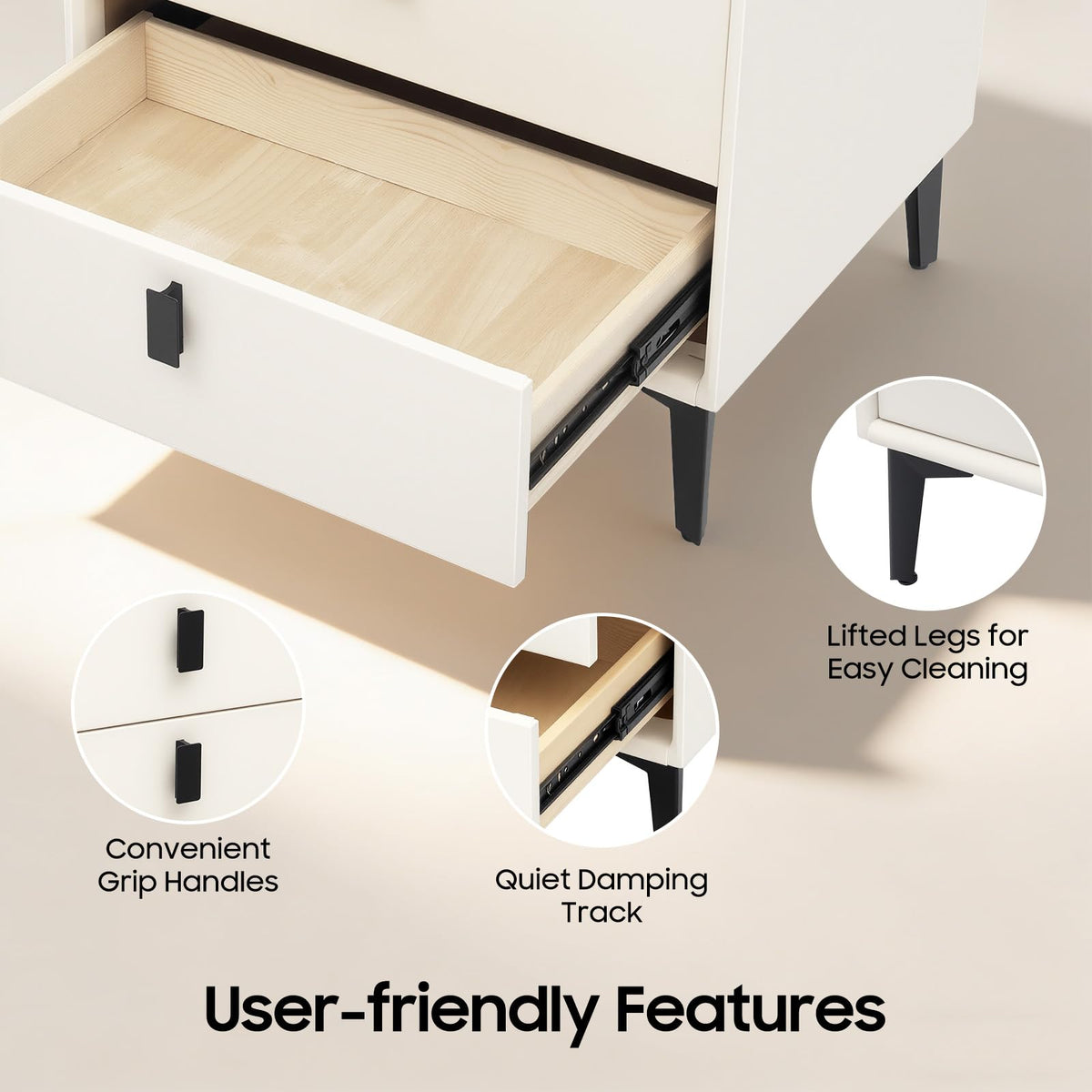 Bedside Table with Wireless Charging and Bluetooth Speaker H58726