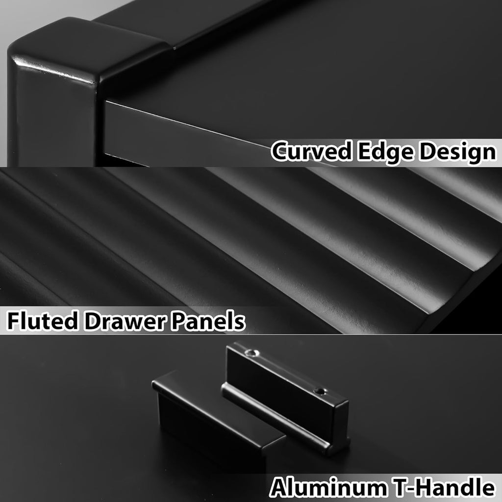 Black 6 Drawer Wood Dresser D72394