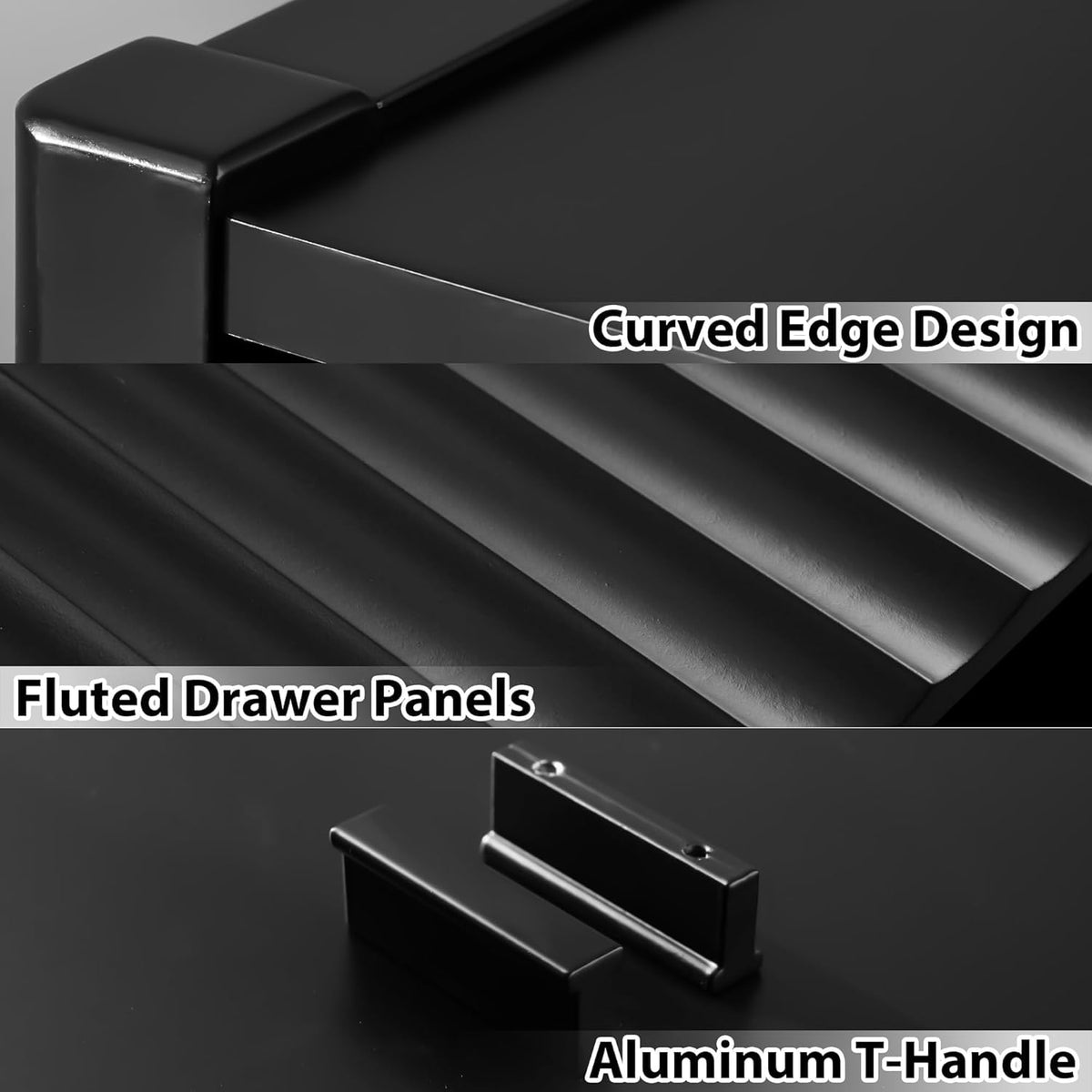 Black 6 Drawer Wood Dresser D72394