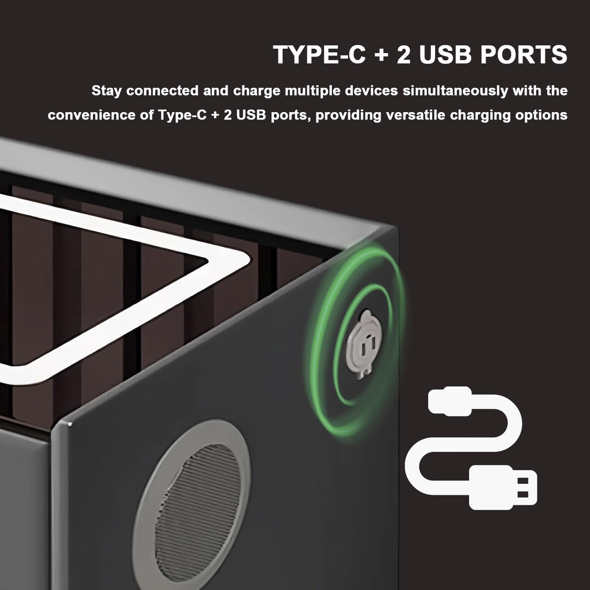 White 3 Drawer LED Nightstand with Wireless Charging T685022