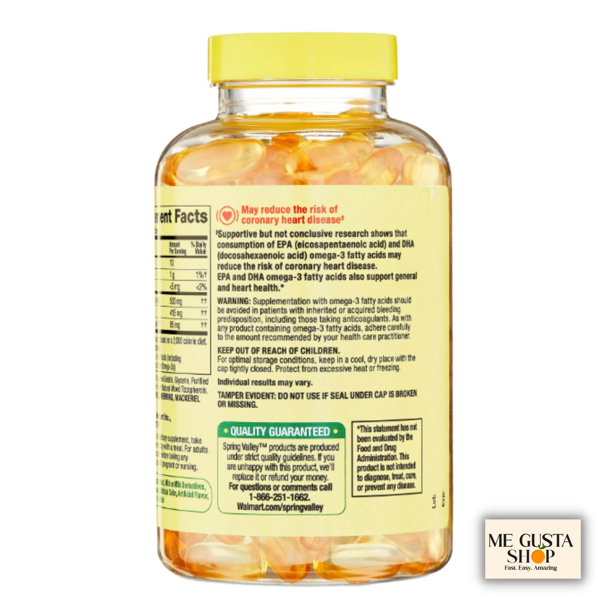 Omega 3 500mg 180 Softgels Fish Oil Dietary Supplements I14713
