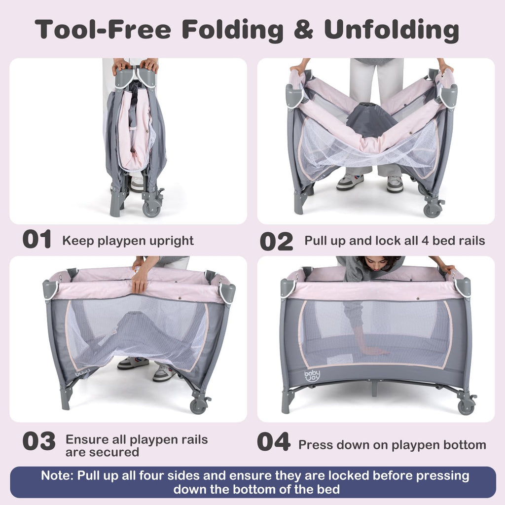 5 in 1 Pack and Play with Bassinet and Diaper Changing Table V78361