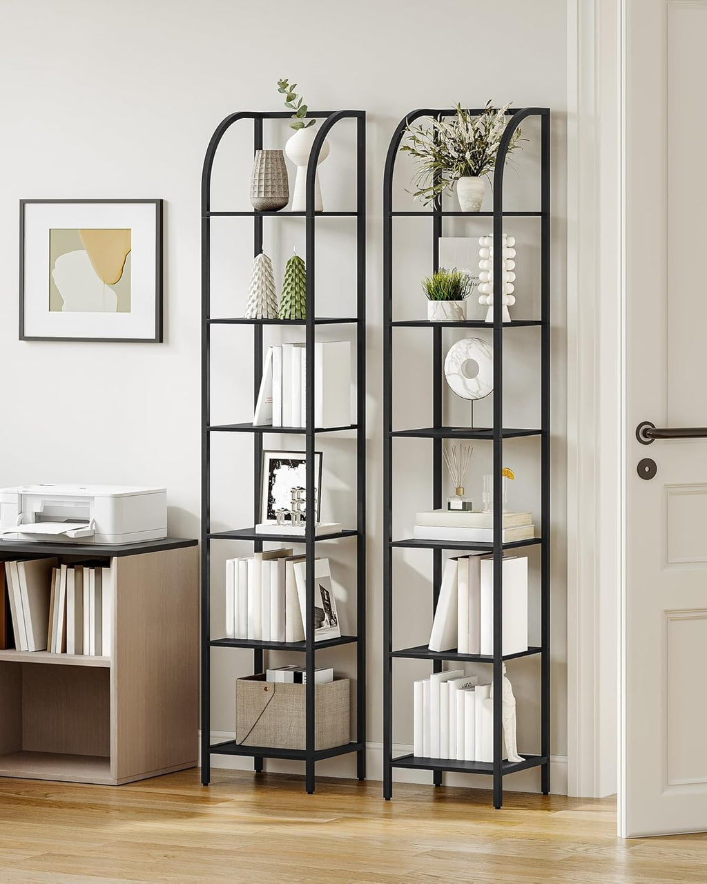 Narrow Bookshelf with Steel Frame E989