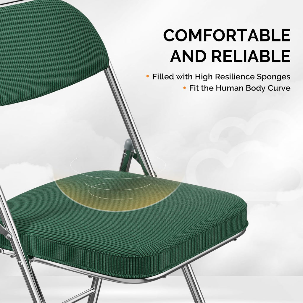 2 Pack Olive Green Folding Chairs with Padded Seat X66550