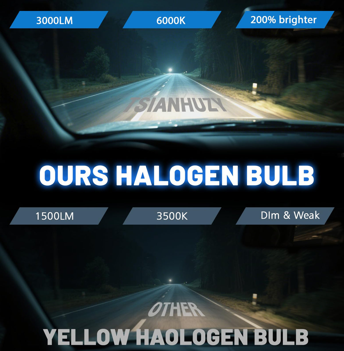 Halogen Headlight Bulbs 9003/H4 High Low Beam 6000K Pack of 2 X257