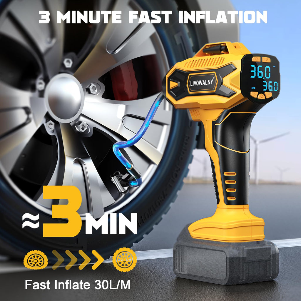 Cordless Portable Tire Inflator Air Compressor 160PSI Digital Pressure Gauge A898876