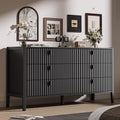 Black 6 Drawer Wood Dresser D72394