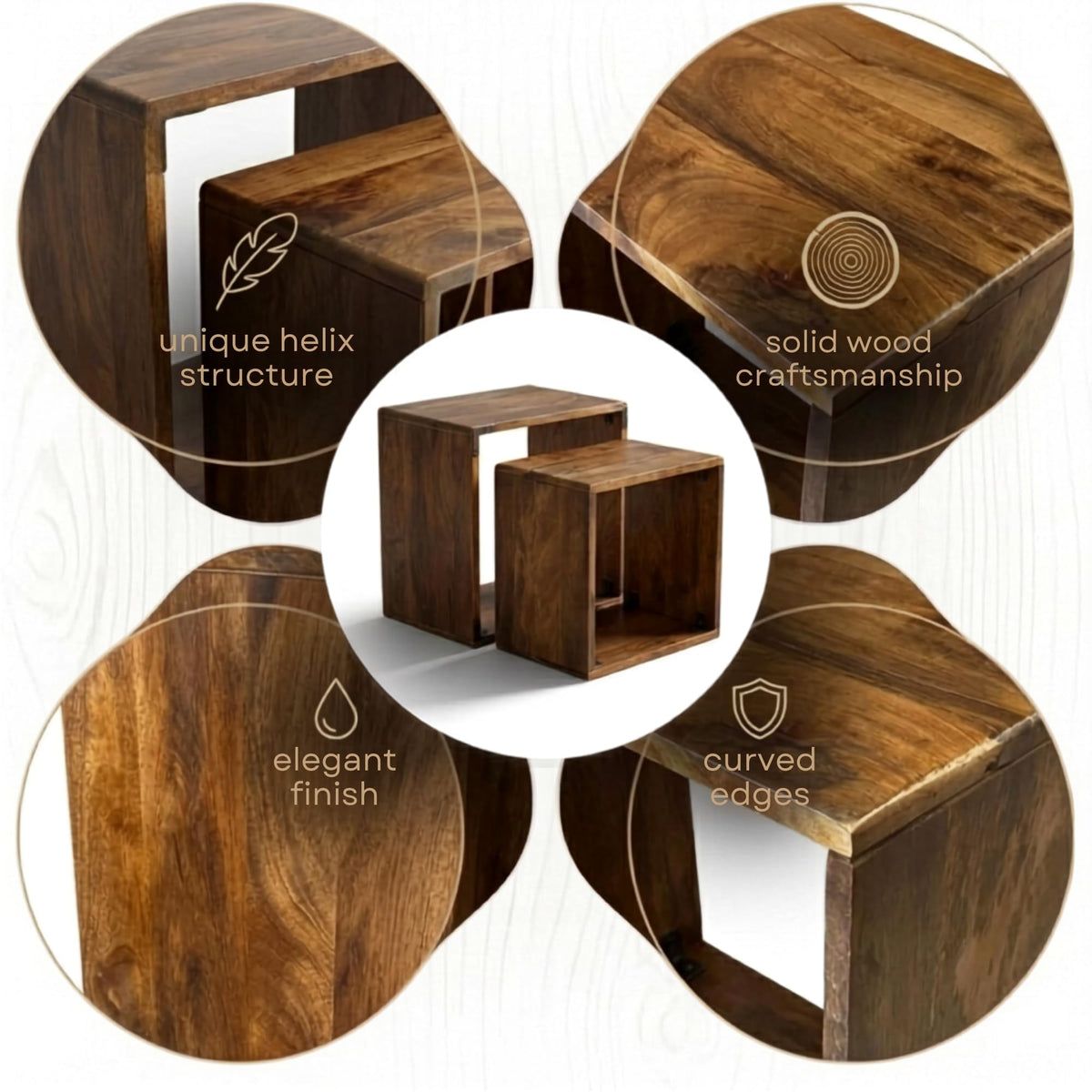 Sheesham Wood Nesting Tables Set of 2 E2155