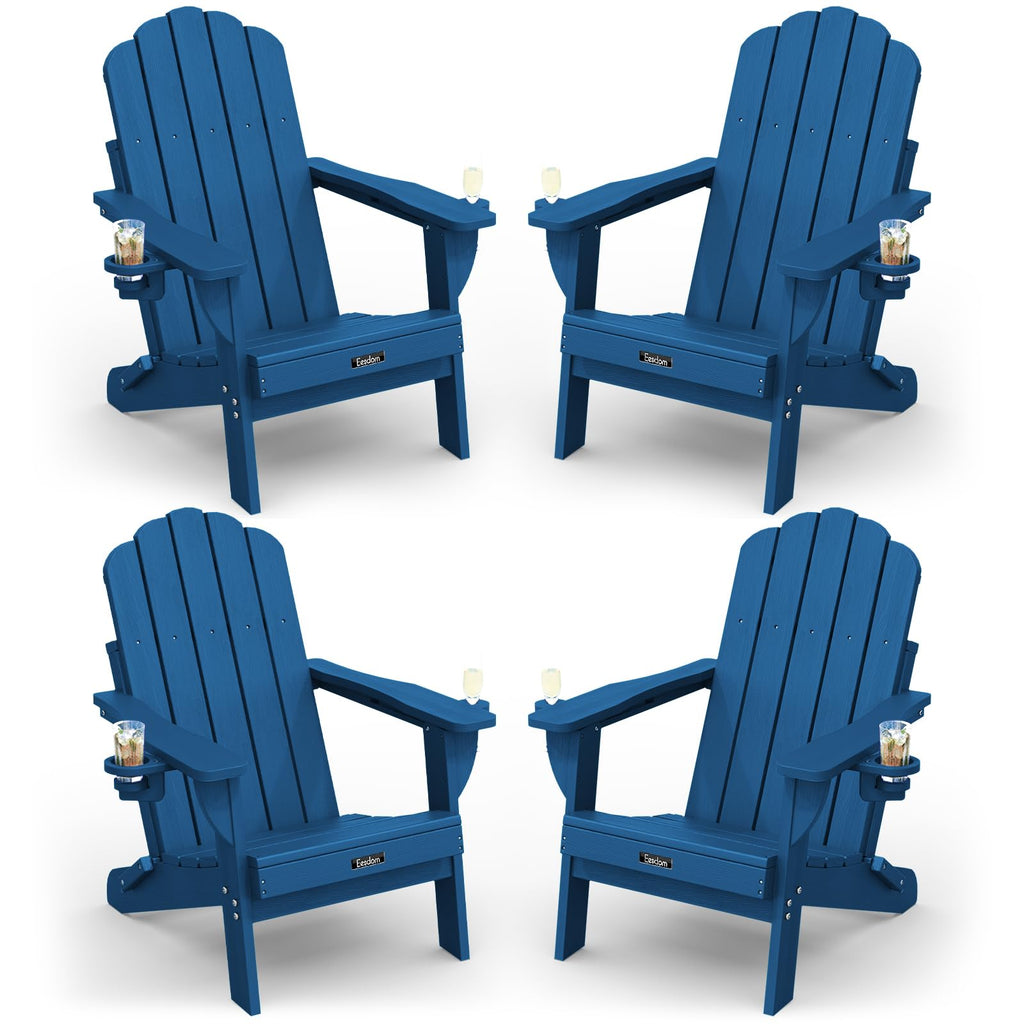 Folding Adirondack Chairs Set of 4 with 2 Cup Holders U9293