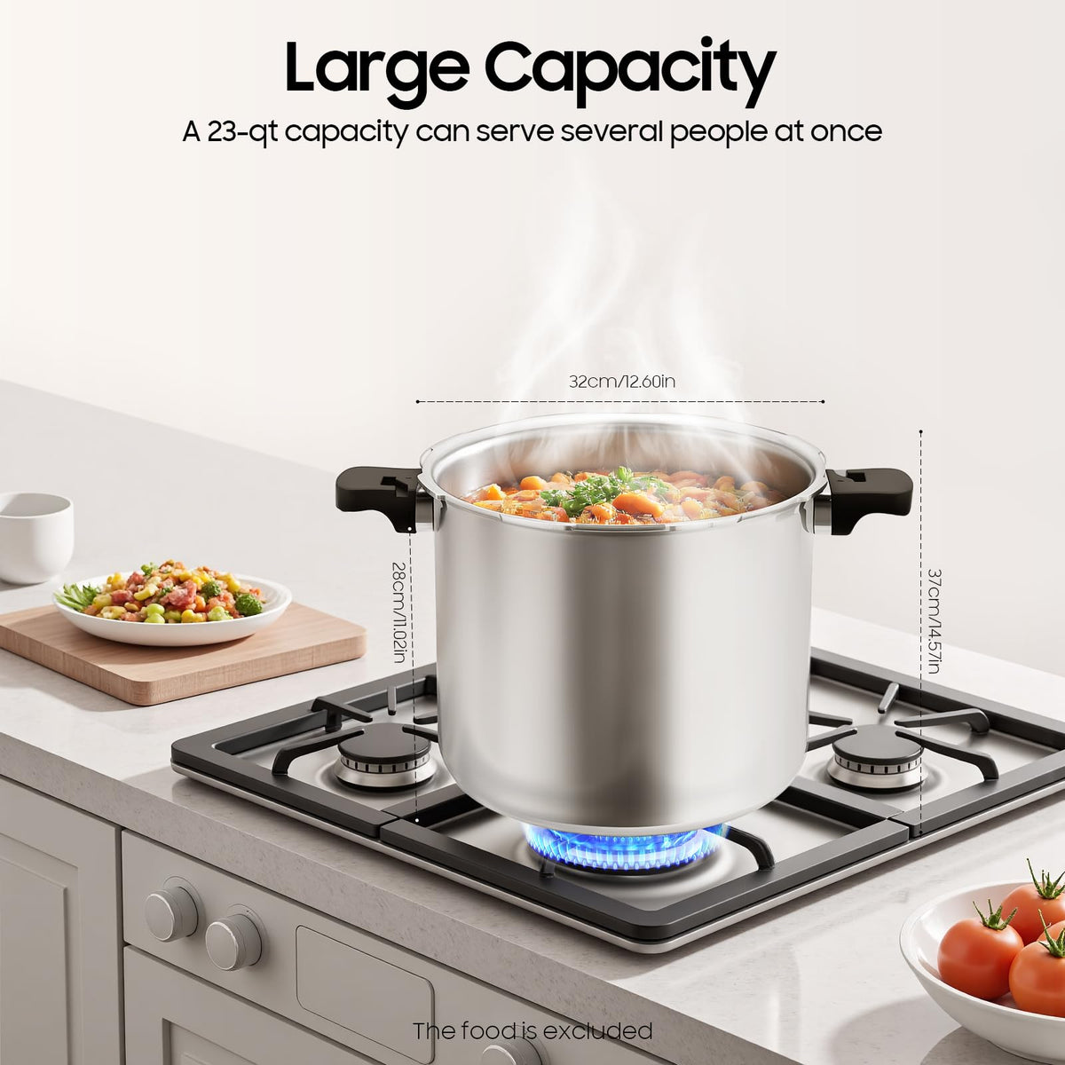23 Quart Aluminum Pressure Cooker with Pressure Gauge & Release Valve M6299