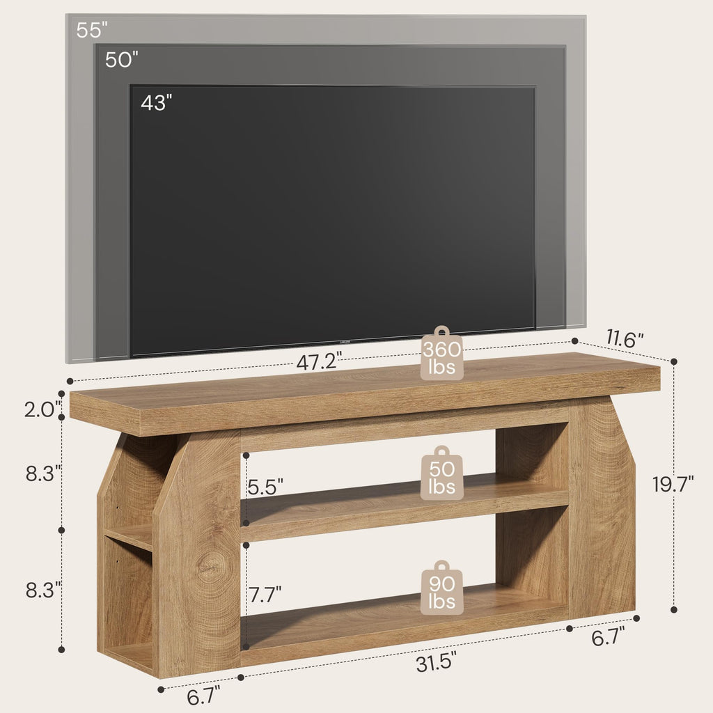Oak 3-Tier Wood TV Stand for 55 Inch TV E816626
