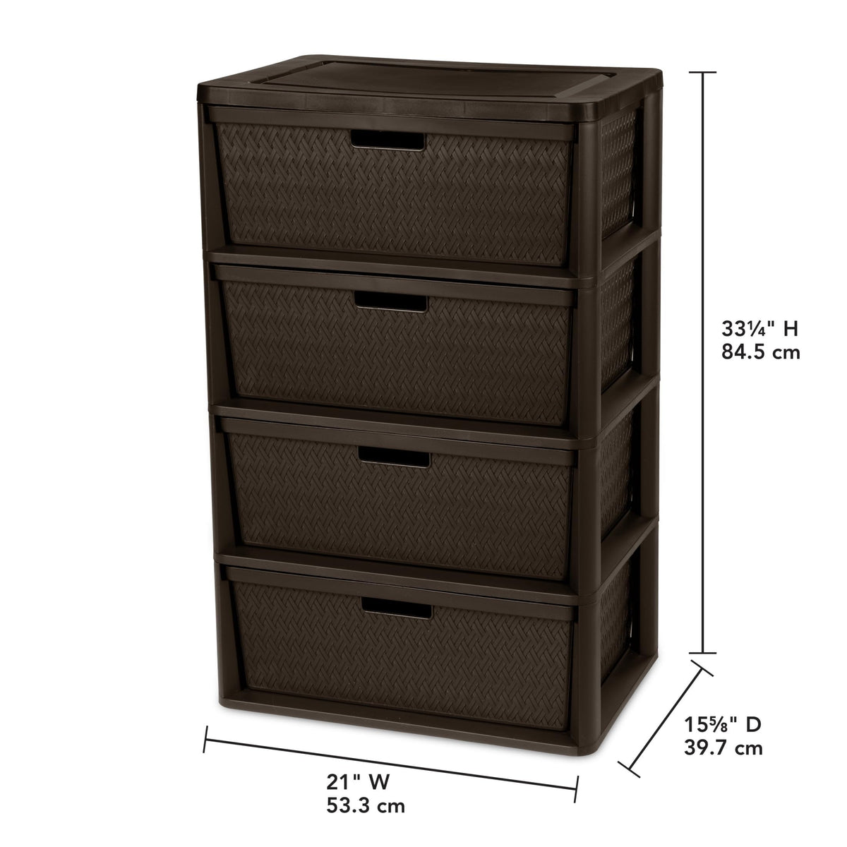Brown 4-Drawer Storage Tower with Bins J5438
