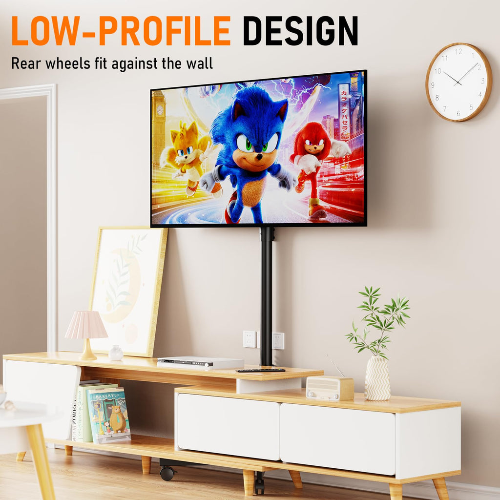 Rolling TV Stand with Locking Wheels, Black E773