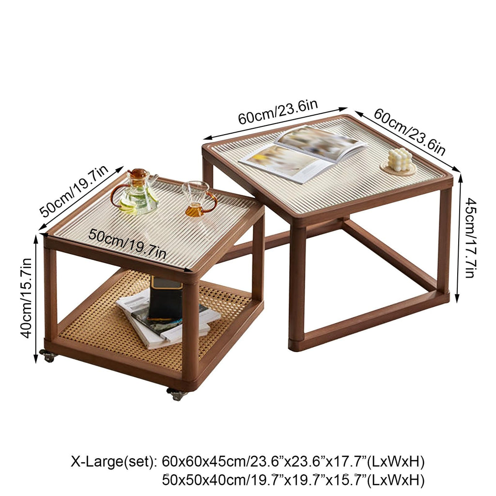 Square Glass Coffee Table Set of 2 T163215